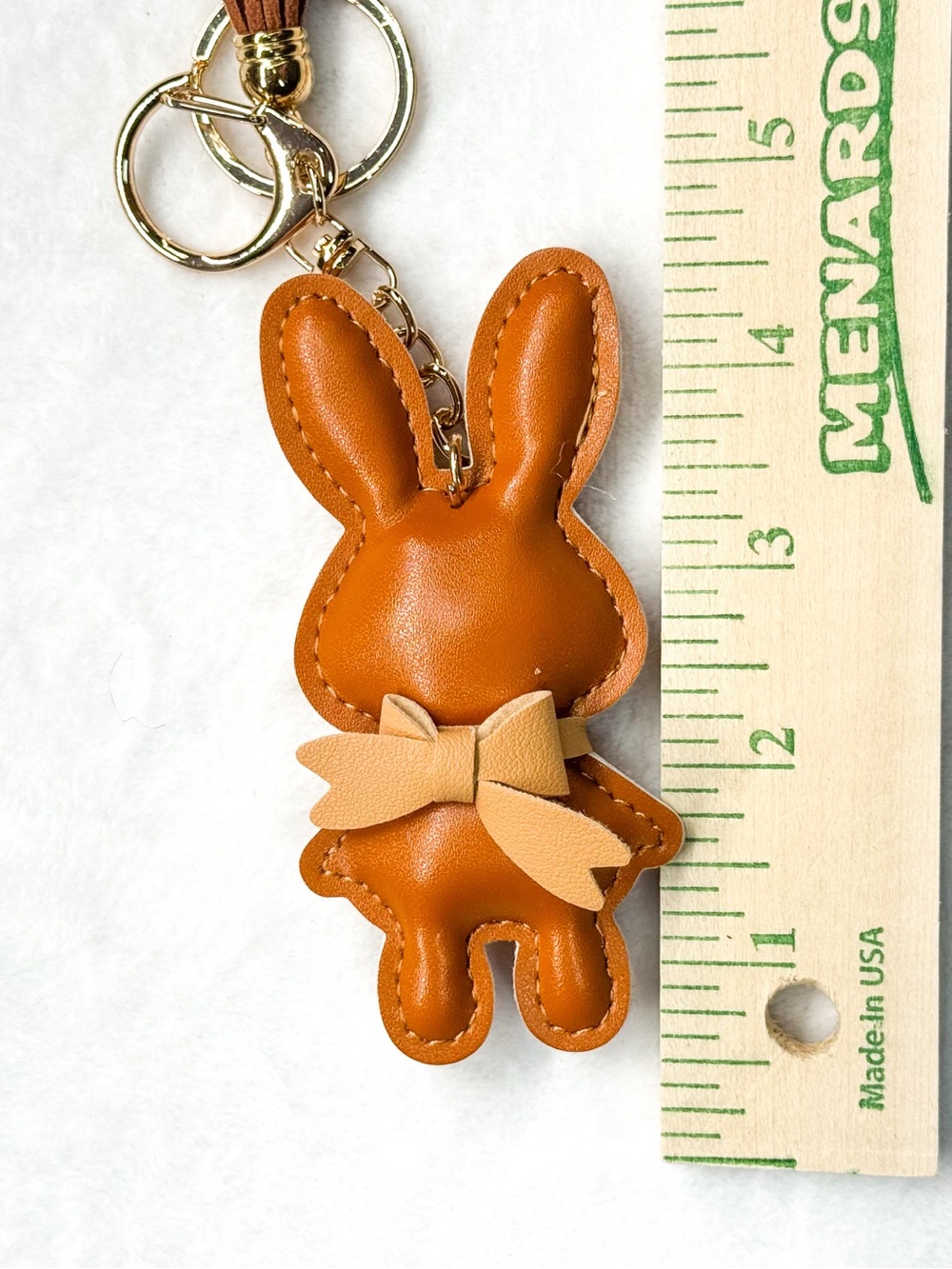 Brown Bunny Bow Bag Charm Keychain – New - Picture 4 of 5